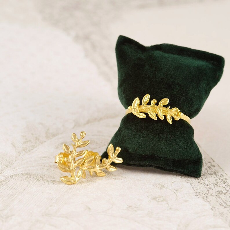 olive leaves ring 14k gold olive wreath ring leaf ring olive leaf ring greek ring kotinos ring