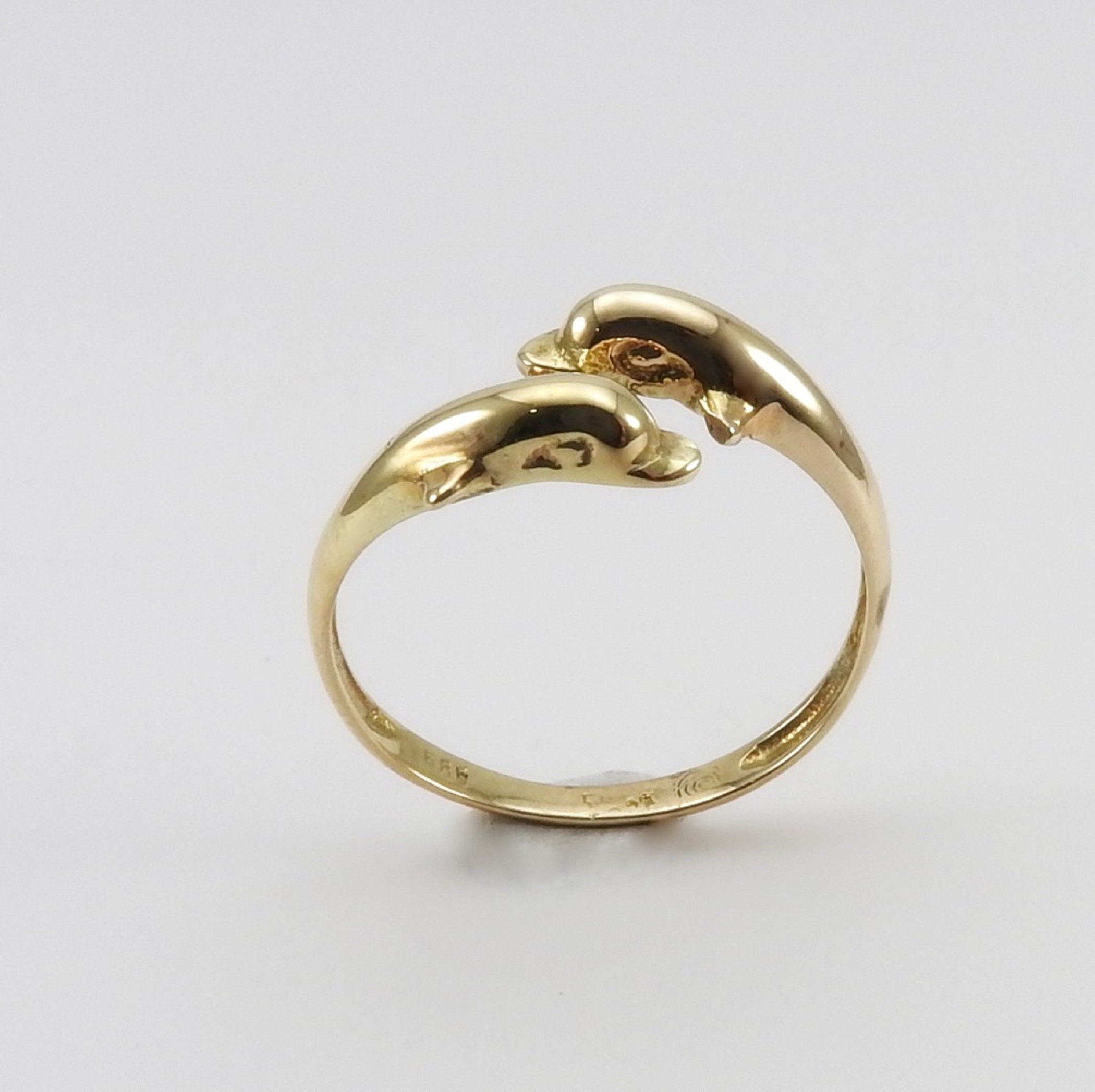 14k Gold Ladies Diamond Cut Dolphin Ring | Sarraf.com