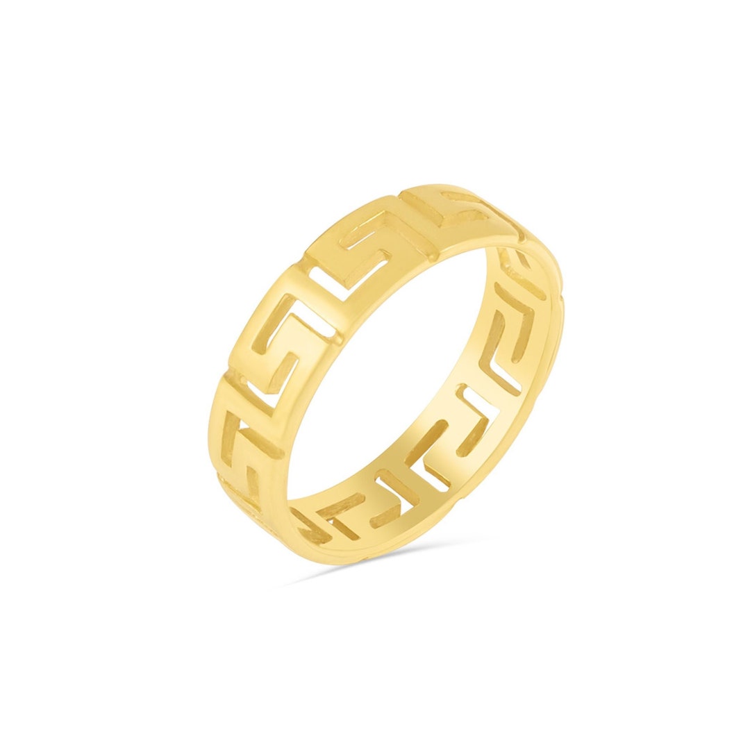 Gold Greek Key Ring 14k Gold Meander Symbol Ancient Greek Etsy