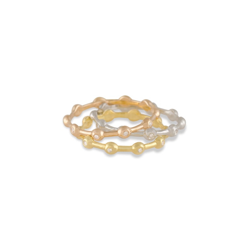 Gold Diamond Ring,Gold wedding band,Engagement Ring,Bridal ,Wedding, Anniversary Gift, Promise Ring pink yellow white ring, diamond band image 2