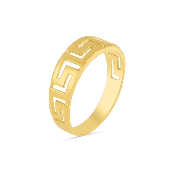 Gold Greek Key Meander Ring • Ancient Greek Key Pattern Ring