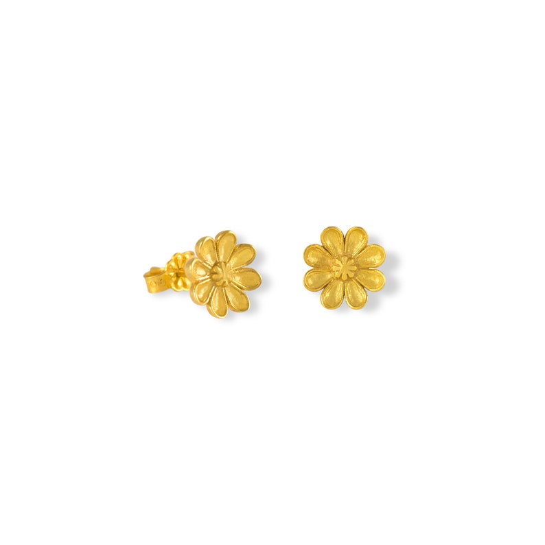 Octapetalos Rodakas Stud Earrings, 14k Gold, Flower Earrings, Ancient Greek Patterns, Gift for Her, Nature Theme, Handmade Earrings, Classic image 2