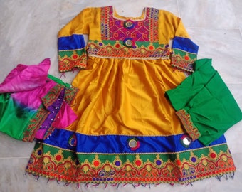 Little girl's 7-8yrs fit Afghan kuchi pashtun traditional ethnic dress