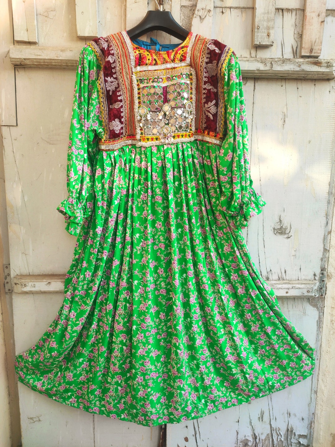 Afghan Dress, Traditional Handmade Kuchi Tribal Afghan Dress