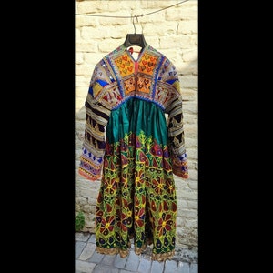 Vestido tradicional afegão vintage antigo kuchi attan