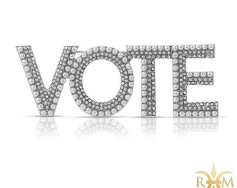 VOTE CoCo Pearl Rhinestone Brooch