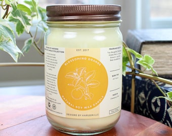 Blossoming Orange Soy Candle: Hand Poured - 12oz