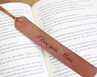 Laser Engraved Leather Bookmark, Personalized Anniversary Gift