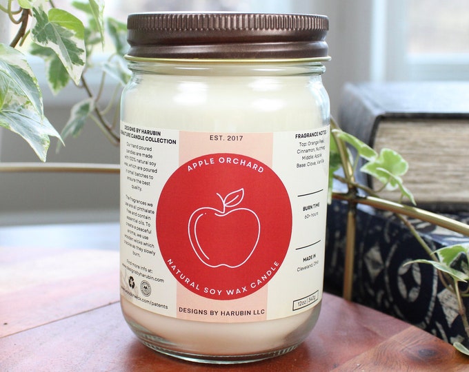 Apple Orchard Soy Candle | 12oz Candle | Hand Poured Soy Candle | 100% Natural Soy Wax Candle | Fall Candle