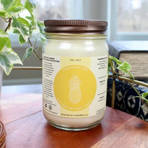 Pineapple Sage Soy Candle | 12oz Candle | Hand Poured Soy Candle | 100% Natural Soy Wax Candle | Spring/Summer Candle