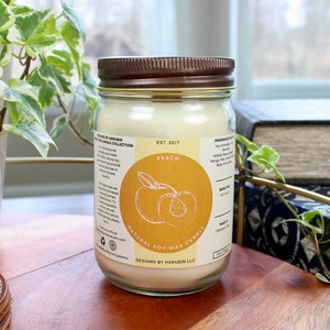 Peach Soy Candle | 12oz Candle | Hand Poured Soy Candle | 100% Natural Soy Wax Candle