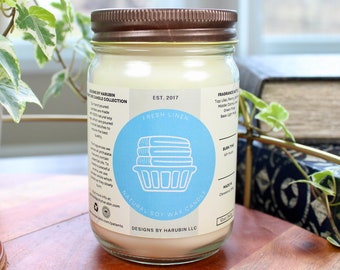 Fresh Linen Soy Candle: Hand Poured - 12oz.