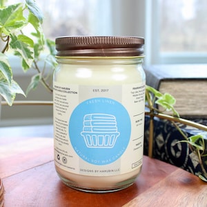 Fresh Linen Soy Candle | 12oz Candle | Hand Poured Soy Candle | 100% Natural Soy Wax Candle | Spring Candle