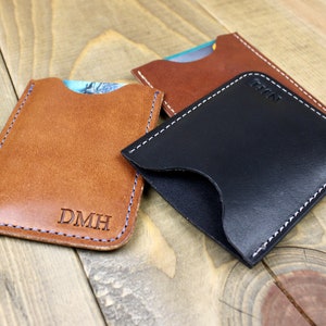 Leder Kartenhülle | Personalisiert | Minimalistische Geldbörse | Schlanke Geldbörse | Portemonnaie mit Reißverschluss | Leder Visitenkartenetui | Handarbeit