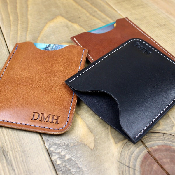 Leather Card Sleeve | Personalized | Minimalist Wallet | Slim Wallet | Front Pocket Wallet | Leather Business Card Holder | Handcrafted