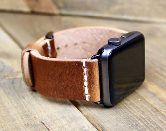 Hand Stitched Horween Leather apple Watch Band - USA Made
