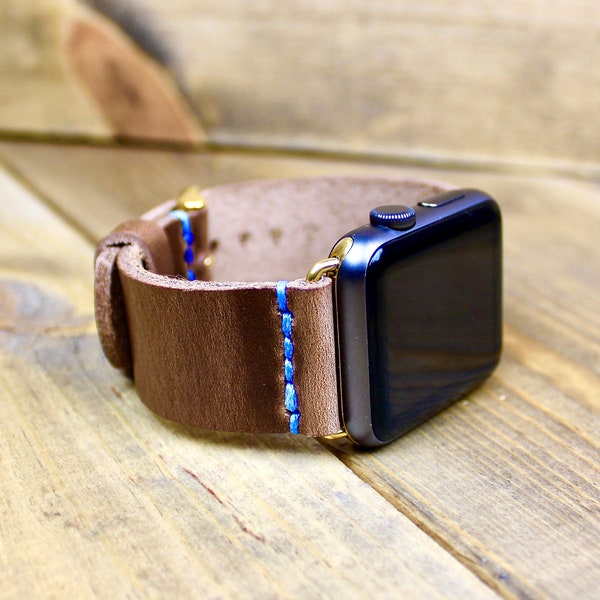 Leather Watch Band for apple watch | Handcrafted in the USA | Hand-stitched | 38, 40, 41, 42, 44, 45, and 49mm Adapters | Leather Gift