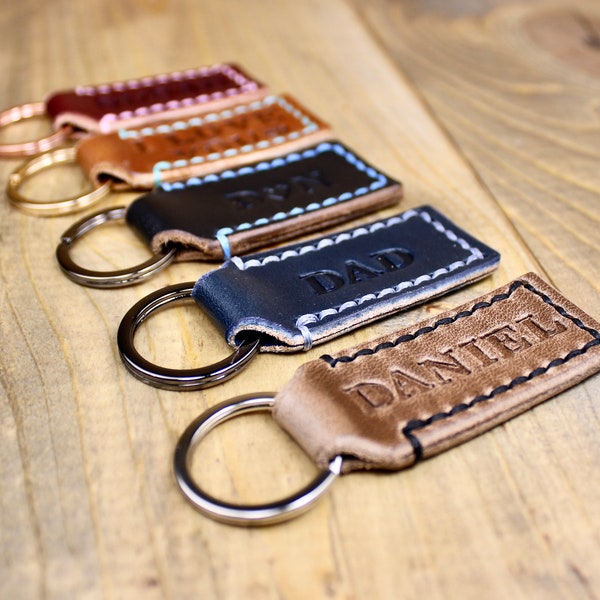 Leather Keychain Free Personalization | Keychain for Woman or Men | Leather Key Fob | 3rd Anniversary Gift | Personalized Leather Accessory