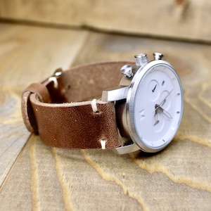 Leather Watch Band/Watch Strap 18, 19, 20, 21, 22, 23, 24mm | Handcrafted in the USA | Hand-stitched | Leather Accessory for Men or Women
