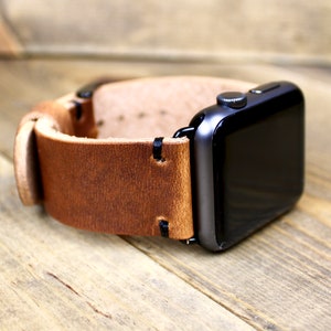 Leren horlogeband voor Apple Watch | Handgemaakt in de VS | 38, 40, 41, 42, 44, 45, 46 of 49 mm adapters | Leren cadeau voor mannen of vrouwen
