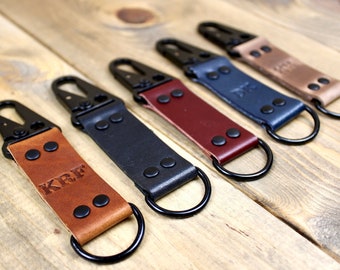 Personalized Leather Belt Clip Keychain: Handmade Key Fob
