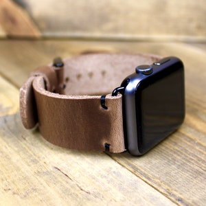 Leren horlogeband voor Apple Watch | Handgemaakt in de VS | 38, 40, 41, 42, 44, 45, 46 of 49 mm adapters | Leren cadeau voor mannen of vrouwen
