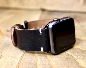 Hand Stitched Horween Leather apple Watch Band - USA Made
