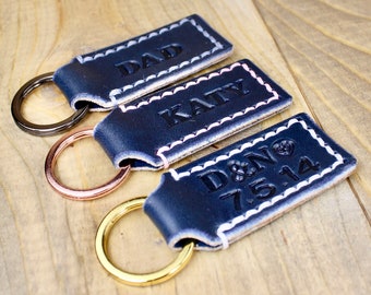 Navy Blue Leather Keychain | Free Personalization | Keychain for Women | Keychain for Men | Key Fob Holder | Keychain Accessory