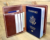 Custom Leather Passport Wallet w Free Personalization Wallet for him Black, Brown, or Buck Brown Leather Wickett Craig Leather
