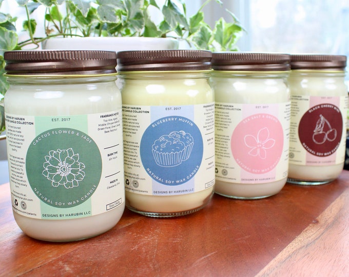 Soy Wax Candles | 12oz Hand Poured Candles | 100% Natural Soy Wax | Soy Candles | Home Fragrances | Essential Oils