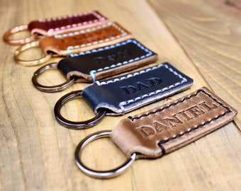 Leather Keychain Free Personalization | Keychain for Woman or Men | Leather Key Fob | 3rd Anniversary Gift | Personalized Leather Accessory