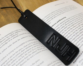 Personalized Leather Bookmark, Initials, Handmade
