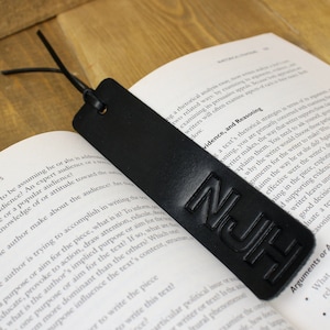 Personalized Name Leather Bookmark, Initials Bookmark, Mens Bookmark, Bookmark for Women, 3rd Anniversary Gift, Leather Gift