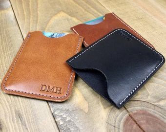 Leather Card Sleeve | Personalized | Minimalist Wallet | Slim Wallet | Front Pocket Wallet | Leather Business Card Holder | Handcrafted