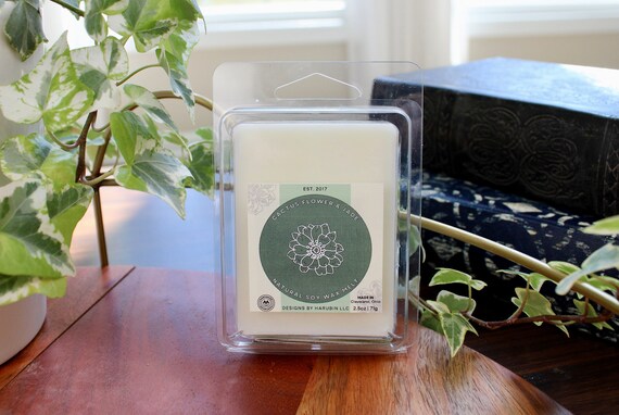 Cactus Flower and Jade Soy Wax Melt: Hand Poured, 2.5oz Clamshell