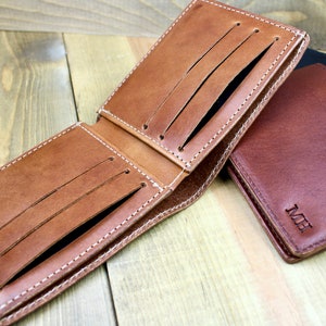 Cartera de cuero plegable / Personalizada / Cartera personalizada para él / Cartera artesanal / Accesorio de cuero / Regalo de cuero para el tercer aniversario