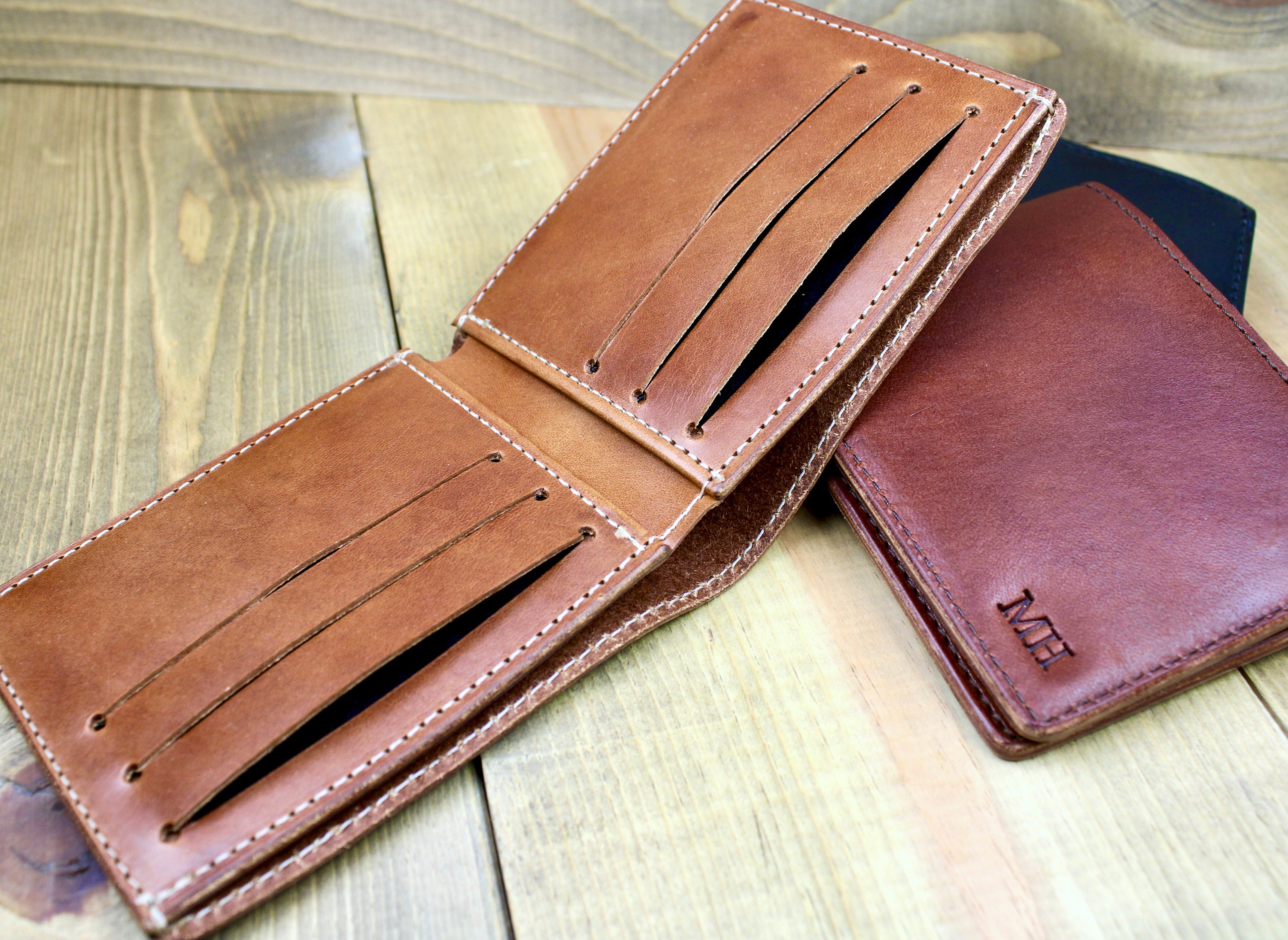 Leather Bifold Wallet | Personalized | Custom Wallet for Him | Handcrafted Wallet | Leather Accessory | 3rd Anniversary Leather Gift