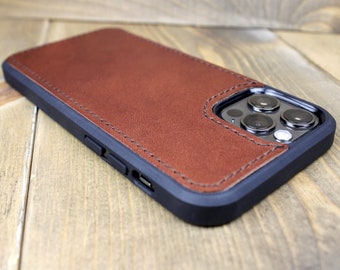 Coque iPhone en cuir fabriquée à la main : personnalisation gratuite, fabriquée aux États-Unis