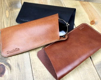 Leather Glasses Sleeve Free Personalization | Glasses Case Leather | Sunglasses Case Leather | Soft Glasses Case | Leather Accessory