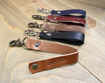 Personalized Leather Keychain, horween and wickett & craig Key Fob