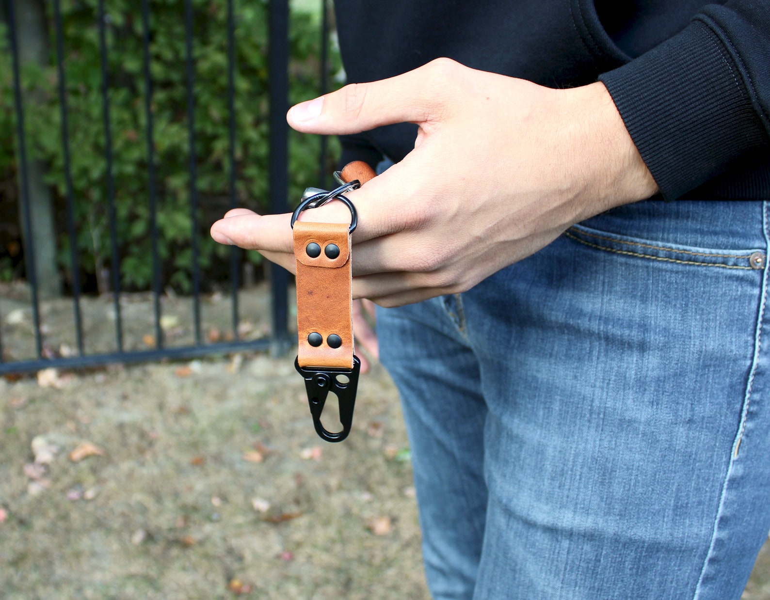 Leather Belt Clip Keychain Free Personalization Leather Etsy