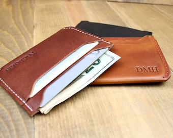 Handcrafted Leather Slim Wallet: Personalized Front Pocket Card Holder