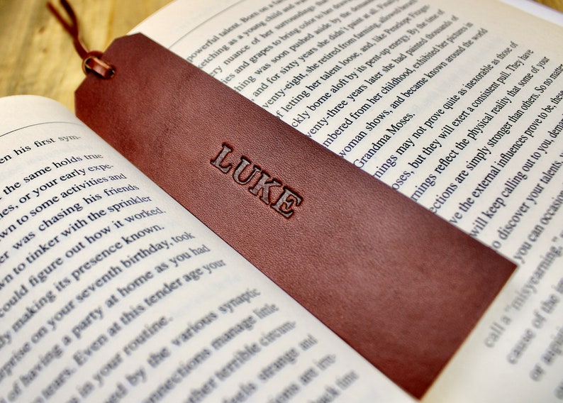 Leather Bookmark  Free Personalization  Bookmark for Women  Medium Brown