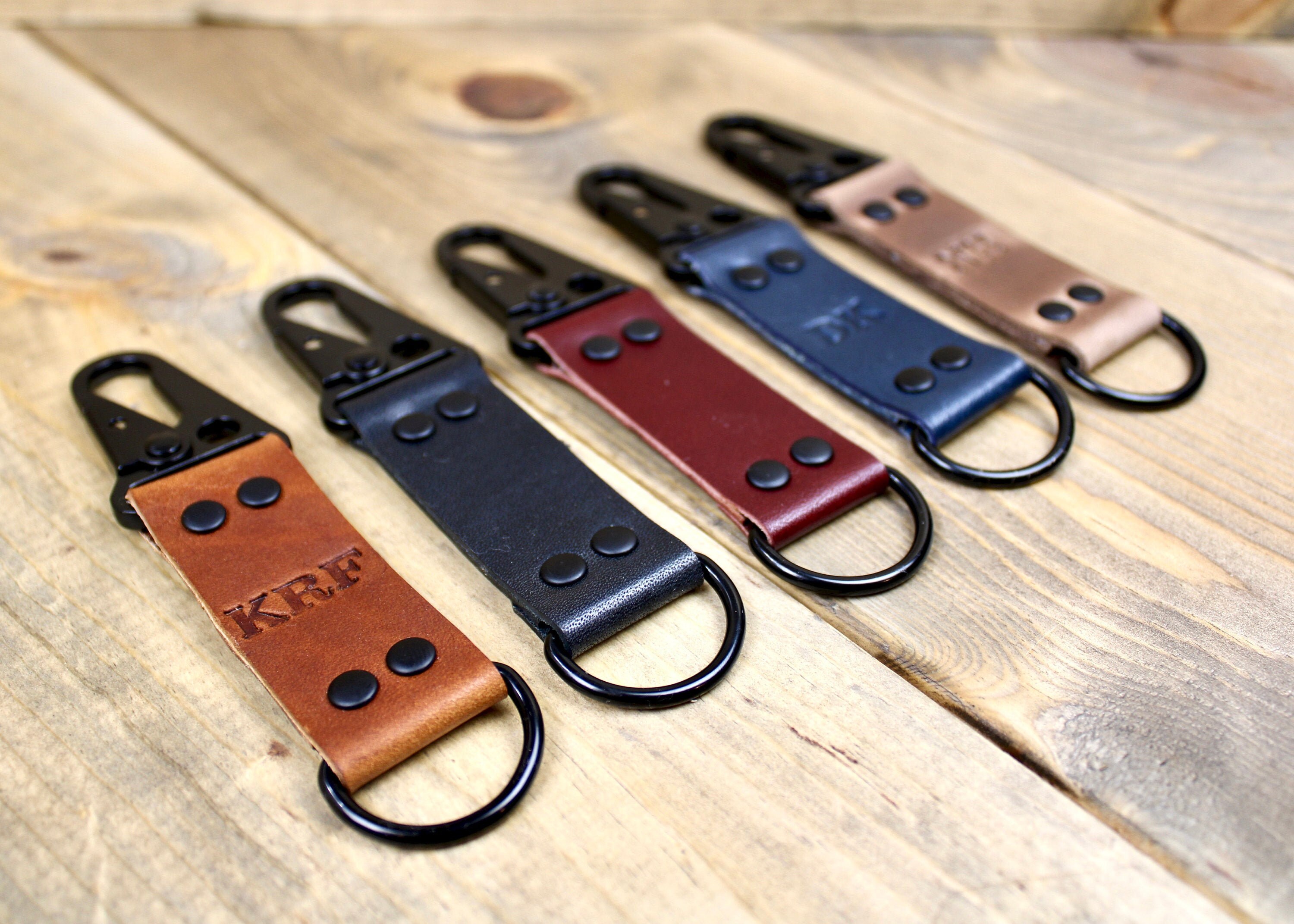 Men Leather Belt Loop Keychain with 2 Detachable Clips Key Holder Jewelry  Charms Belt Key Chain Car Key Ring Gifts 