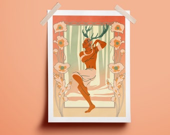 Faun of the Woods Illustration Print A5