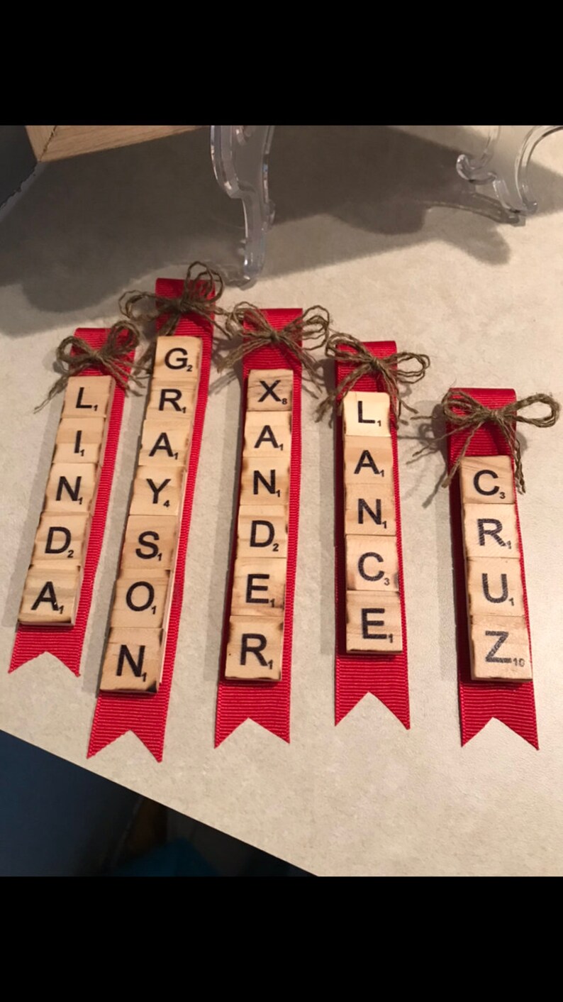 Download shower place setting favor Scrabble name personalized Christmas wedding party favor Mother ...