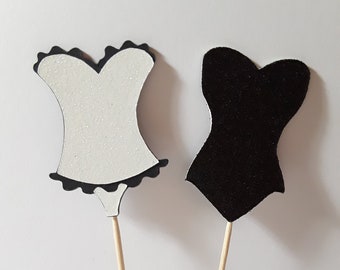 Corset Cupcake Toppers*Lingerie Cupcake Toppers*Bachelorette Cupcake Toppers