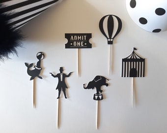 Circus Cupcake Toppers*Cirque Cupcake Toppers*Carnival Cupcake Toppers