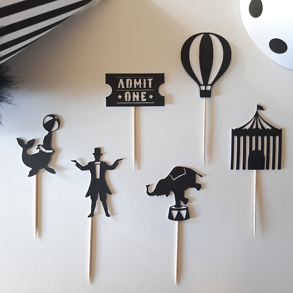 Circus Cupcake Toppers*Cirque Cupcake Toppers*Carnival Cupcake Toppers