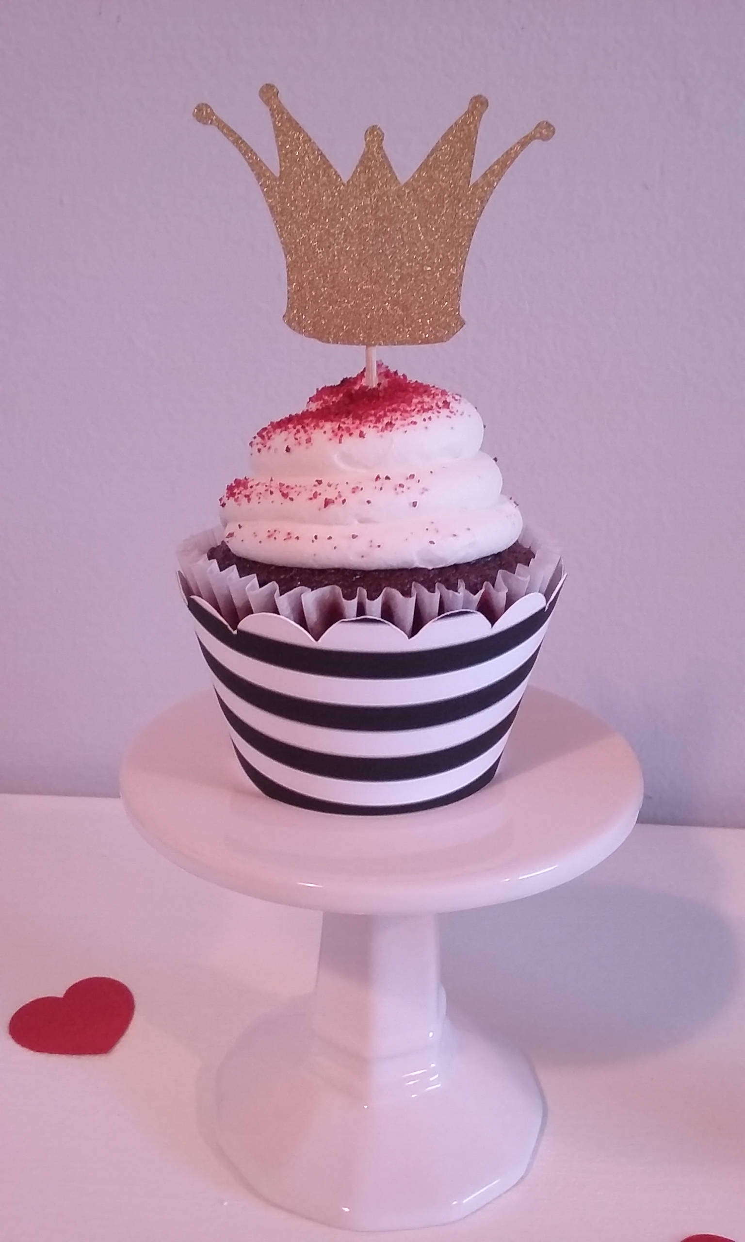 Crown Cupcake Toppers Red Heart Cupcake Toppers Etsy